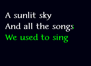 A sunlit sky
And all the songs

We used to sing