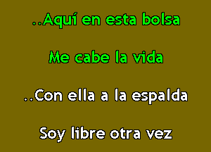 ..Aqui en esta bolsa

Me cabe la Vida

..Con ella a la espalda

Soy libre otra vez