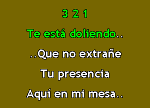 3 2 1
Te estin doliendo..
..Que no extrafie

Tu presencia

Aqui en mi mesa..