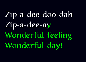 Zip a-dee-doo-dah
Zip-a-dee-ay

Wonderful feeling
Wonderful day!