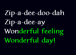 Zip a-dee-doo-dah
Zip-a-dee-ay

Wonderful feeling
Wonderful day!