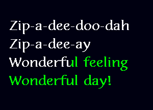 Zip a-dee-doo-dah
Zip-a-dee-ay

Wonderful feeling
Wonderful day!