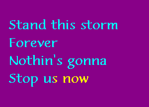 Stand this storm
Forever

Nothin's gonna
Stop us now
