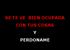 SE TE VE BIEN OCUPADA

CON TUS COSAS
Y
PERDONAME