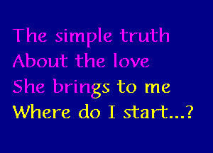 h
About the love

She brings to me
Where do I start...?