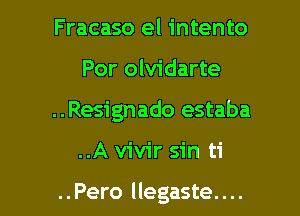 F racaso el intento

Por olvidarte

..Resignado estaba

..A vivir sin ti

..Pero llegaste. . ..