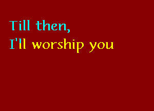Till then,
I'll worship you