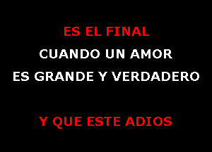 ES EL FINAL
CUANDO UN AMOR
ES GRANDE Y VERDADERO

Y QUE ESTE ADIOS