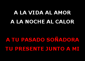 A LA VIDA AL AMOR
A LA NOCHE AL CALOR

A TU PASADO SONADORA
TU PRESENTE JUNTO A MI