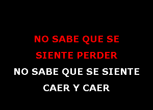 N0 SABE QUE SE
SIENTE PERDER
N0 SABE QUE SE SIENTE
CAERY CAER