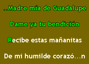 ..Madre mia de Guadalupe
Dame ya tu bendicic'm
Recibe estas marianitas

De mi humilde corazc')...n