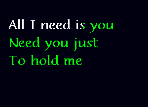 All I need is you
Need you just

To hold me