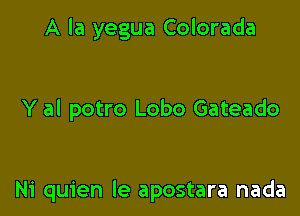 A la yegua Colorada

Y al potro Lobo Gateado

Ni quien le apostara nada