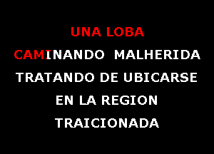 UNA LOBA
CAMINAN D0 MALHERI DA
TRATANDO DE UBICARSE

EN LA REGION
TRAICIONADA