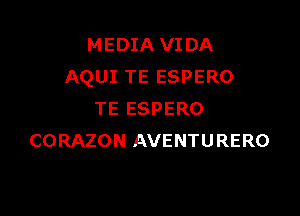 MEDIA VIDA
AQUI TE ESPERO

TE ESPERO
CORAZON AVENTURERO