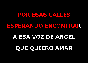 POR ESAS CALLES
ESPERANDO ENCONTRAR
A ESA VOZ DE ANGEL
QUE QUIERO AMAR