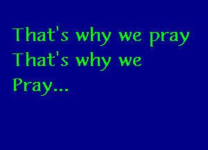 That's why we pray
That's why we

Pray...