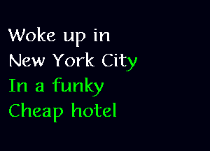 Woke up in
New York City

In a funky
Cheap hotel