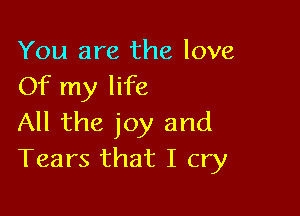 You are the love
Of my life

All the joy and
Tears that I cry