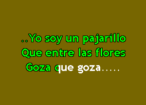 ..Yo soy un pajarillo

Que entre las flores
Goza que goza .....