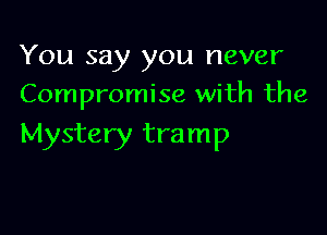 You say you never
Compromise with the

Mystery tramp