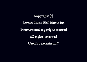 Copyright (c)
Scrum Gam-EMI Mmac Inc

hmationsl copyright nocumzd
All rights mowed

Used by pwminwn'