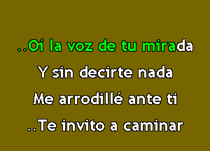 ..Oi la voz de tu mirada

Y sin decirte nada
Me arrodille' ante ti

..Te invite a caminar