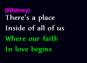 There's a place
Inside of all of us
Where our faith

In love begins