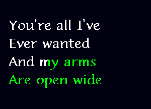 You're all I've
Ever wanted

And my arms
Are open wide