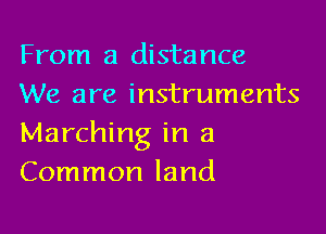 From a distance
We are instruments

Marching in a
Common land