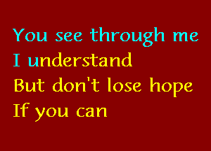 You see through me
I understand

But don't lose hope
If you can