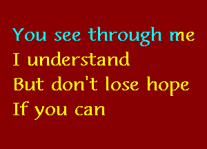 You see through me
I understand

But don't lose hope
If you can