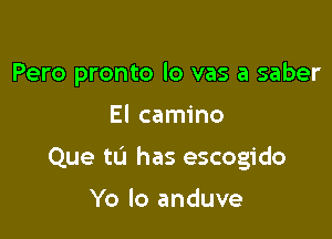 Pero pronto lo vas a saber

El camino

Que tL'I has escogido

Yo lo anduve