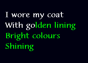 I wore my coat
With golden lining

Bright colours
Shining