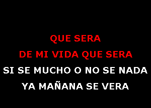 QUE SERA
DE MI VIDA QUE SERA

SI SE MUCHO 0 NO SE NADA
YA MANANA SE VERA