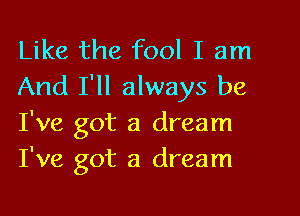 Like the fool I am
And I'll always be
I've got a dream
I've got a dream