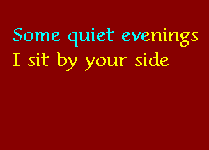 Some quiet evenings
I sit by your side