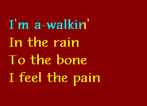 I'm a-walkin'
In the rain

To the bone
I feel the pain