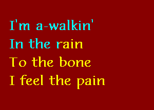 I'm a-walkin'
In the rain

To the bone
I feel the pain