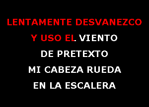 LENTAMENTE DESVAN EZCO
Y USO EL VIENTO
DE PRETEXTO
MI CABEZA RUEDA
EN LA ESCALERA