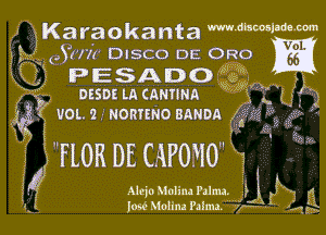 I IKaraokanta mmmlmm
gtEJ Aim DISCO DE ORO

.( 1

X

Jt PESA006 i??? M. 1
05502 LA (ANUNA .3. I

I
( VOLQENORIENOBANDA (
I
I

I'

II V
X fLOR DE CAPOII01 I

AlejoMolim Palm I ,IIX a

(-5 1M Molina Palm). I? I 2'.ng

I