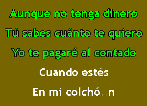 Aunque no tenga dinero
TL'I sabes cuanto te quiero
Yo te pagartiz al contado
Cuando ests'zs

En mi colch6..n