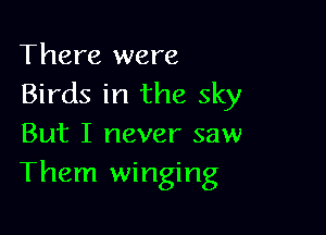 There were
Birds in the sky

But I never saw
Them winging