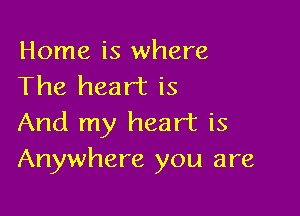 Home is where
The heart is

And my heart is
Anywhere you are
