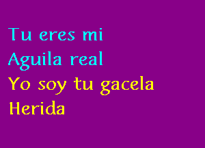 Tu eres mi
Aguila real

Yo soy tu gacela
Herida
