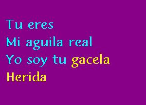 Tu eres
Mi aguila real

Yo soy tu gacela
Herida