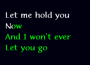 Let me hold you
Now

And I won't ever
Let you go