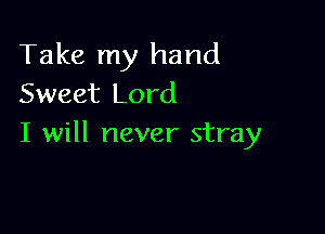 Take my hand
Sweet Lord

I will never stray
