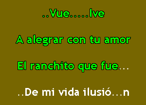 ..Vue ..... Ive

A alegrar con tu amor

El ranchito que fue...

..De mi Vida ilusi6...n