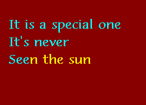 It is a special one
It's never

Seen the sun